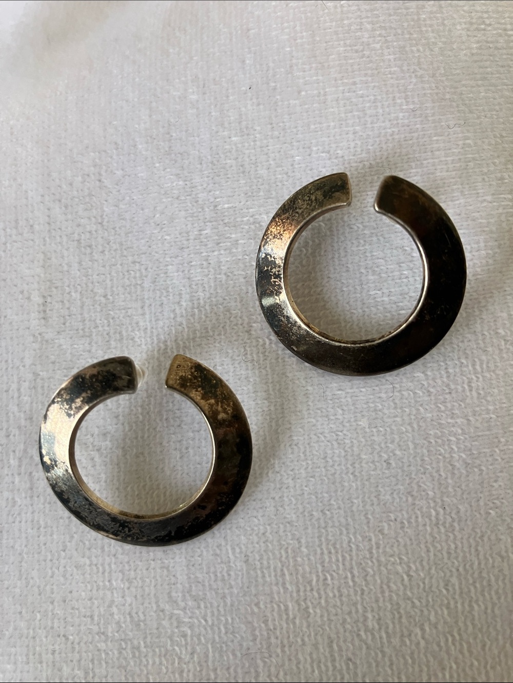 Vintage Modernist Split Hoop Sterling Earrings